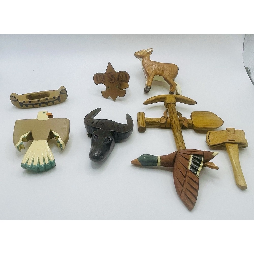 Lot Of 8 Vintage Boy Scouts Neckerchief Slides - Some rare!